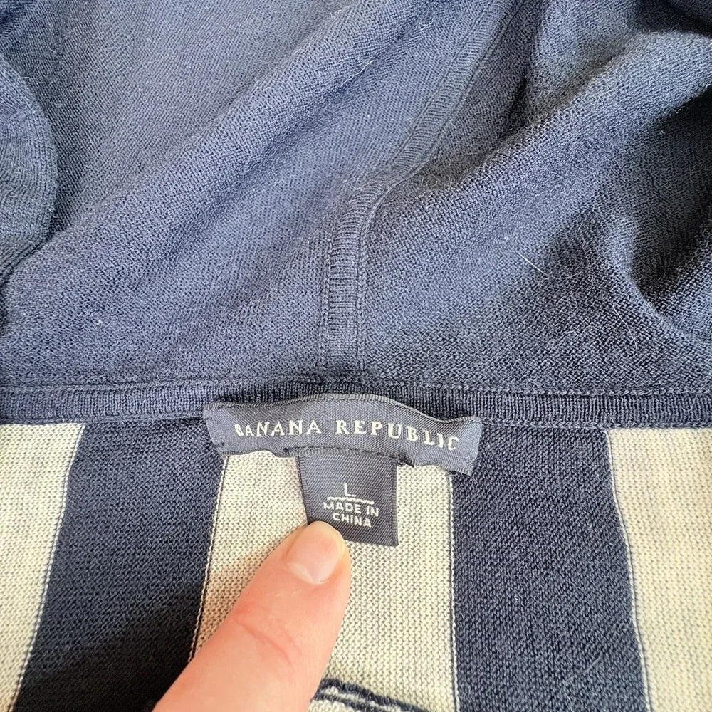 Vintage Y2K Banana Republic Hoodie Sweater Mens L Navy‎ Wool Baja Boho Coastal